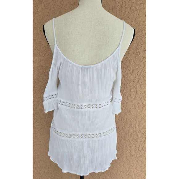 CHARLOTTE RUSSE White Cold Shoulder Strap Blouse S top - Picture 4 of 16